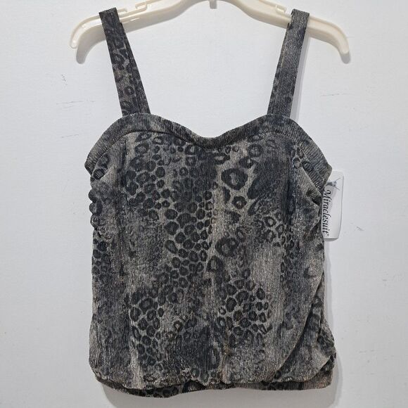 Miraclesuit Leopard Print With Metallic Detail Summer Top Size 10 Black/Gold NWT - Picture 12 of 14